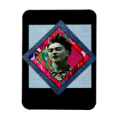 Frida Kahlo Retro Pink Denim Magneet (Verticaal)