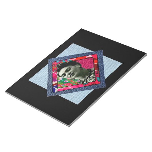 Frida Kahlo Retro Pink Denim Notitieblok (Schuin)