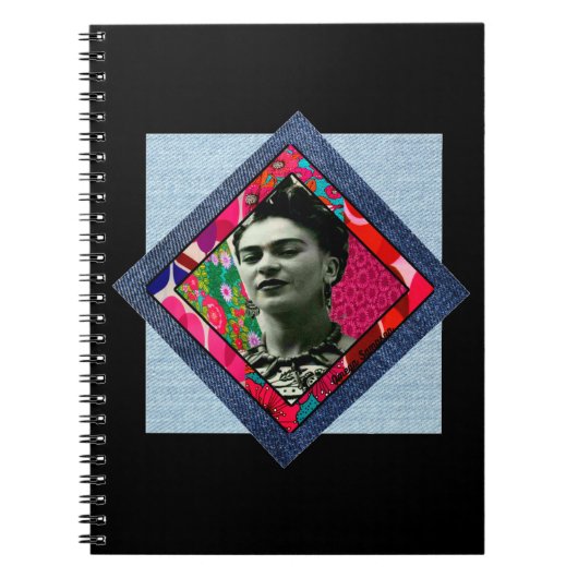 Frida Kahlo Retro Pink Denim Notitieboek (Voorkant)