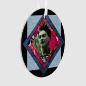 Frida Kahlo Retro Pink Denim Ornament (voorkant)