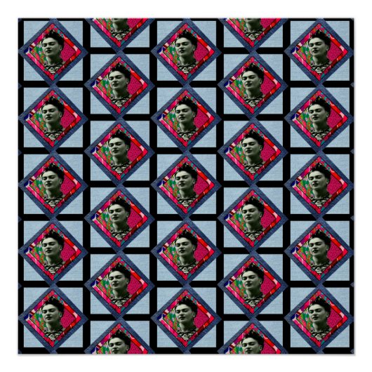 Frida Kahlo Retro Pink Denim Perfect Poster (Voorkant)