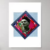 Frida Kahlo Retro Pink Denim Poster (Voorkant)