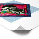 Frida Kahlo Retro Pink Denim Poster (Hoek)