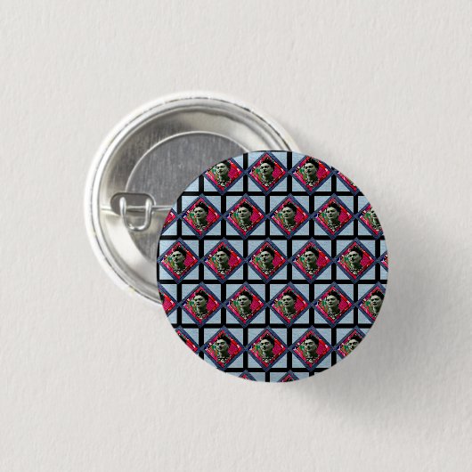 Frida Kahlo Retro Pink Denim Ronde Button 3,2 Cm (Voorkant /achterkant)