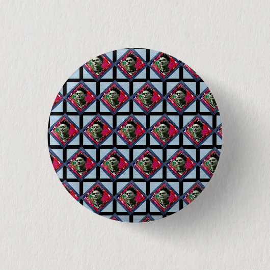 Frida Kahlo Retro Pink Denim Ronde Button 3,2 Cm (Voorkant)
