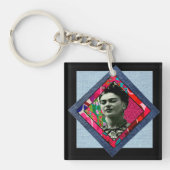 Frida Kahlo Retro Pink Denim Sleutelhanger (voorkant)