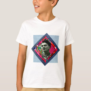 Frida Kahlo Retro Pink Denim T-shirt