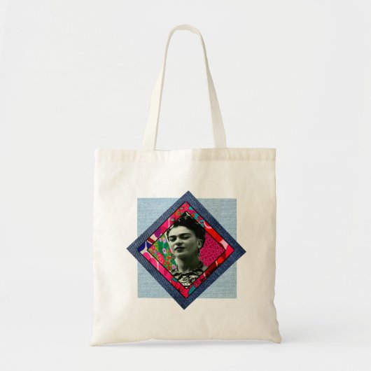 Frida Kahlo Retro Pink Denim Tote Bag (Voorkant)