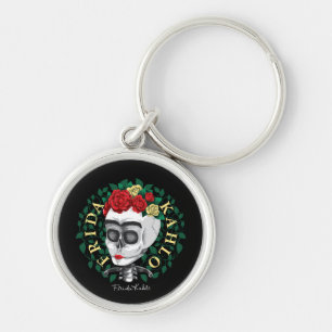 Frida Kahlo Schedel met Roze Kroon Sleutelhanger