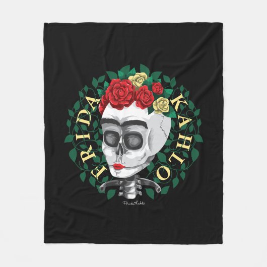 Frida Kahlo | Schuif met Roos Kroon Fleece Deken (Voorkant)