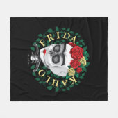 Frida Kahlo | Schuif met Roos Kroon Fleece Deken (Voorkant (Horizontaal))