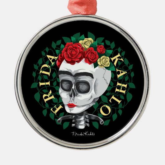 Frida Kahlo | Schuif met Roos Kroon Metalen Ornament (Voorkant)