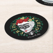 Frida Kahlo | Schuif met Roos Kroon Ronde Kartonnen Onderzetter (Gebogen)