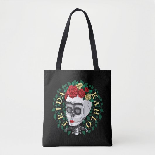 Frida Kahlo | Schuif met Roos Kroon Tote Bag (Voorkant)