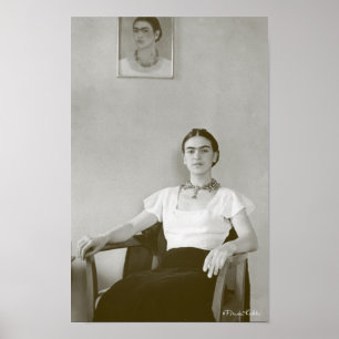 Frida Kahlo Seated w/Frida Painting Poster