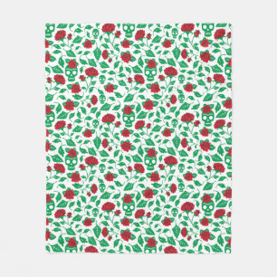 Frida Kahlo   Skulls en Rozen Fleece Deken