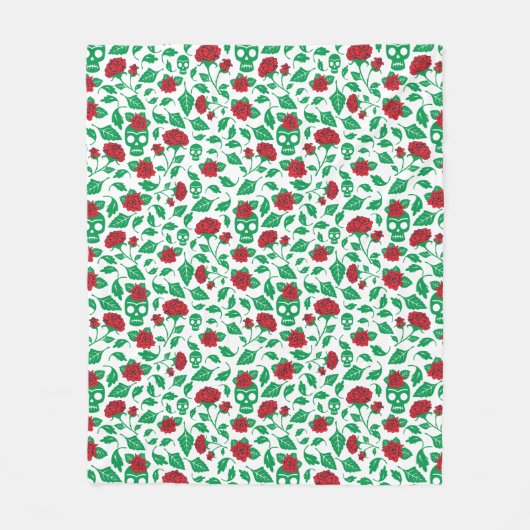 Frida Kahlo | Skulls en Rozen Fleece Deken (Voorkant)