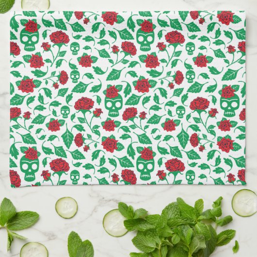 Frida Kahlo | Skulls en Rozen Theedoek (Gevouwen)