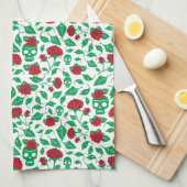 Frida Kahlo | Skulls en Rozen Theedoek (Quarter Fold)