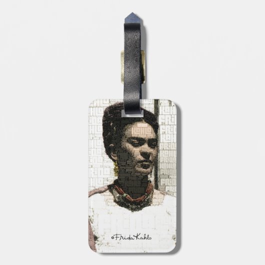 Frida Kahlo Textile Portrait Bagagelabel (Achterkant verticaal)