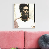 Frida Kahlo Textile Portrait Canvas Afdruk (Insitu (Woonkamer))