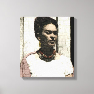 Frida Kahlo Textile Portrait Canvas Afdruk
