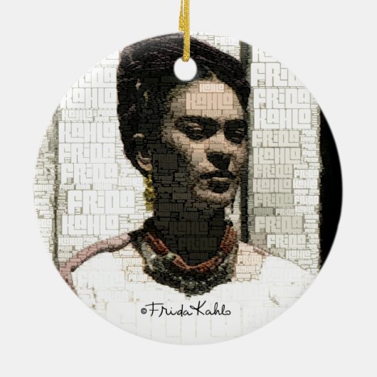Frida Kahlo Textile Portrait Keramisch Ornament (Achterkant)