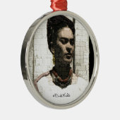 Frida Kahlo Textile Portrait Metalen Ornament (Rechts)