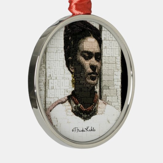 Frida Kahlo Textile Portrait Metalen Ornament (Rechts)