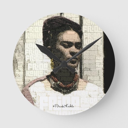Frida Kahlo Textile Portrait Ronde Klok (Voorkant)