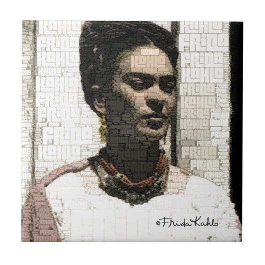 Frida Kahlo Textile Portrait Tegeltje (Voorkant)