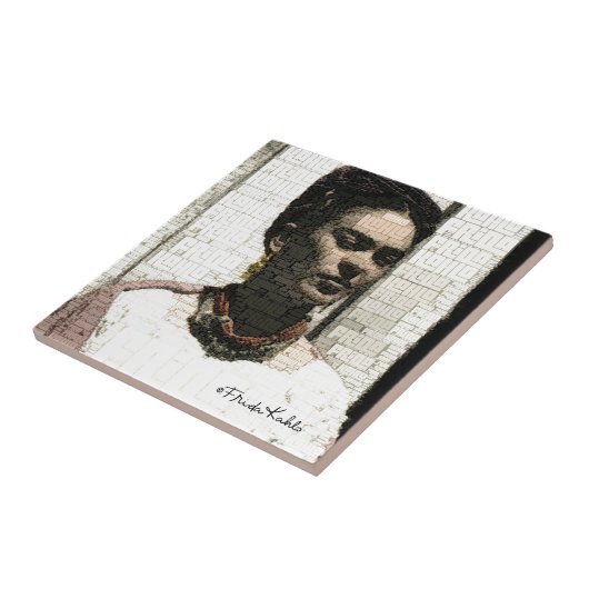 Frida Kahlo Textile Portrait Tegeltje (Zijkant)