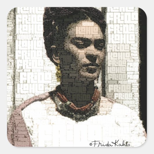 Frida Kahlo Textile Portrait Vierkante Sticker (Voorkant)