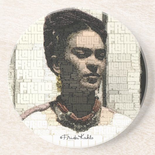 Frida Kahlo Textile Portrait Zandsteen Onderzetter (Voorkant)