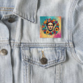 Frida Kahlo Vierkante Button 5,1 Cm (In situ)