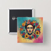 Frida Kahlo Vierkante Button 5,1 Cm (Voorkant /achterkant)