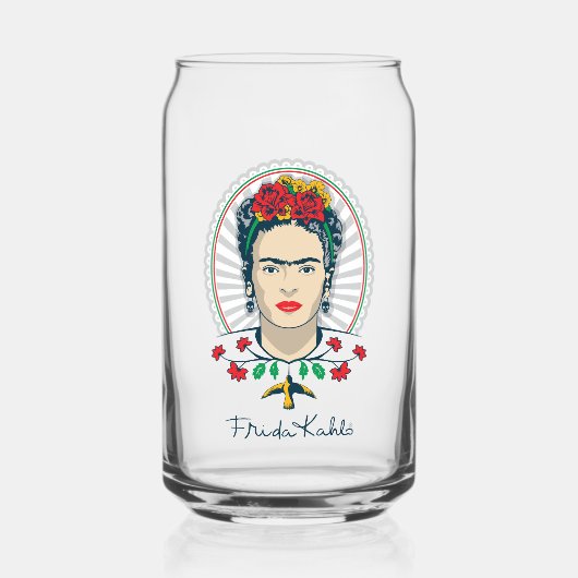 Frida Kahlo | Vintage Bloemen Blikvorm Glas (Voorkant)
