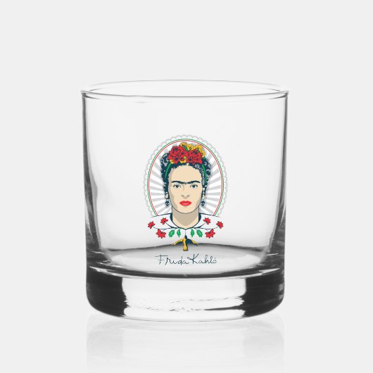 Frida Kahlo | Vintage Bloemen Whisky Glas (Voorkant)