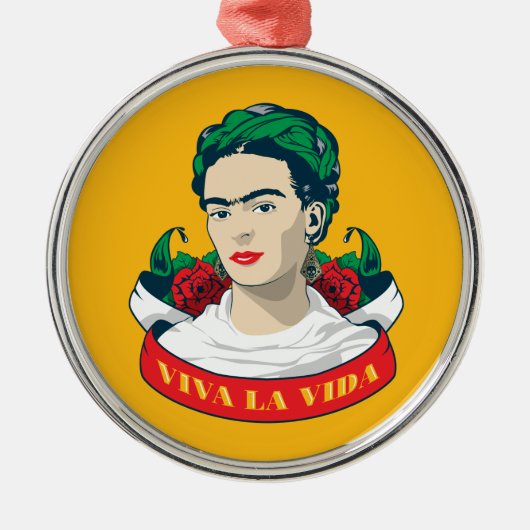 Frida Kahlo | Viva la Vida Metalen Ornament (Voorkant)