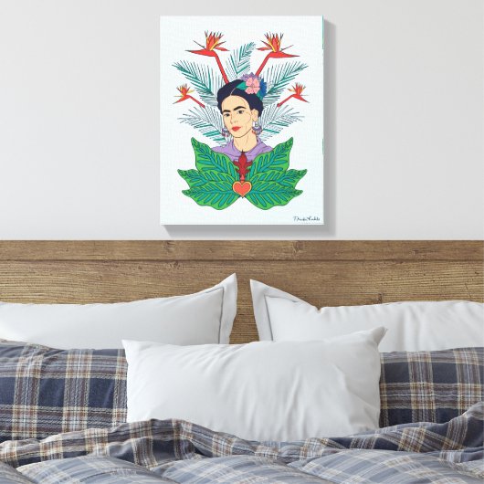 Frida Kahlo | Vogels van het Paradijs Floral Graph Canvas Afdruk (Insitu (Slaapkamer))
