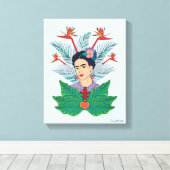 Frida Kahlo | Vogels van het Paradijs Floral Graph Canvas Afdruk (Insitu (Houten vloer))