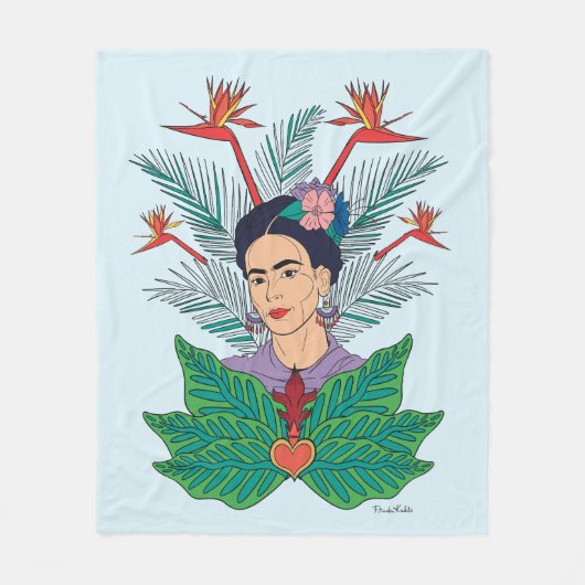 Frida Kahlo | Vogels van het Paradijs Floral Graph Fleece Deken (Voorkant)