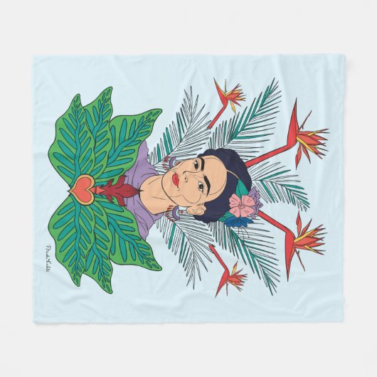 Frida Kahlo | Vogels van het Paradijs Floral Graph Fleece Deken (Voorkant (Horizontaal))