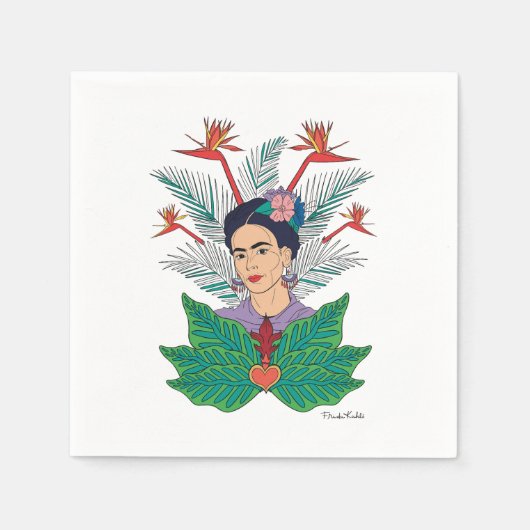 Frida Kahlo | Vogels van het Paradijs Floral Graph Servet (Voorkant)