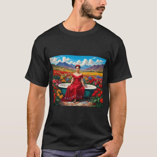 Frida Kahlo wilde bloemen T-shirt (Voorkant)