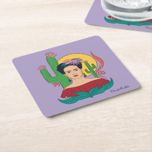 Frida Kahlo woestijn Graphic Kartonnen Onderzetters (Schuin)