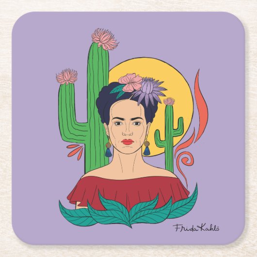 Frida Kahlo woestijn Graphic Kartonnen Onderzetters (Voorkant)