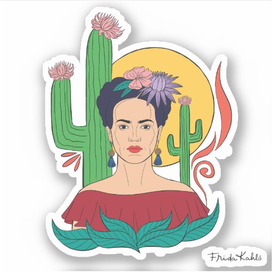 Frida Kahlo woestijn Graphic Sticker (Voorkant)