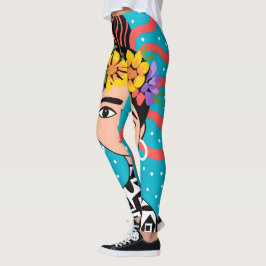 Frida Kahlo Zijaanzicht Legging - Artistiek Gezich