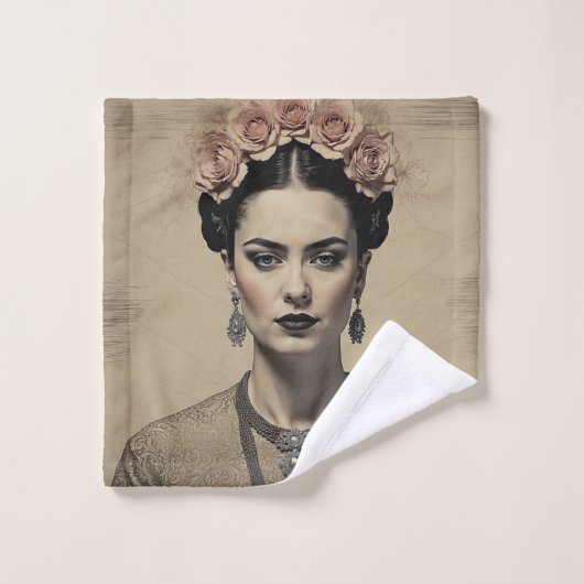 Frida Kahlo's charme:  dubbele belichting Washandje (Wasdoekje)